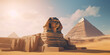 The Sphinx and the Piramids, famous Wonder of the World. Generative AI