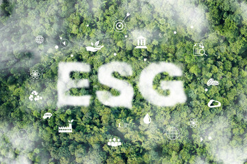 Wall Mural - environmental technology concept. sustainable esg modernization development by using technology of r