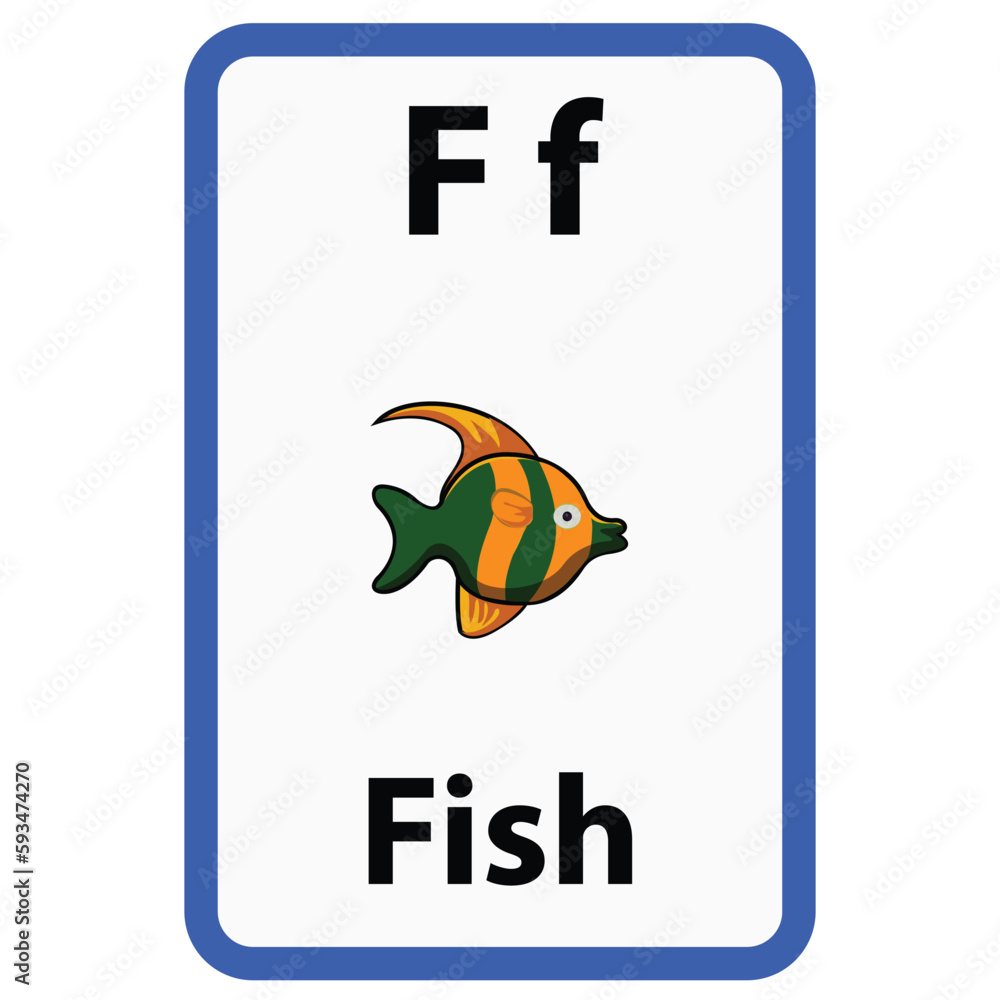 Alphabet flashcard for children with the letter f from fish Stock ...