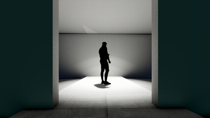 Canvas Print - person in a corridor