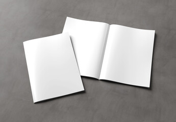 Wall Mural - white blank a4 magazine mockup isolated on concrete 3d rendering