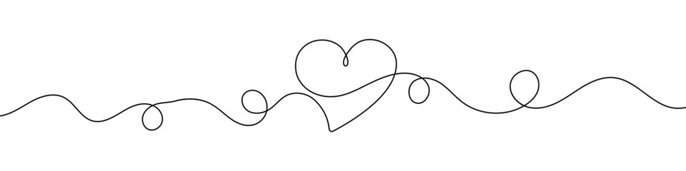 Wall Mural - heart shape in continuous line drawing style. line art of love symbol. vector illustration. abstract