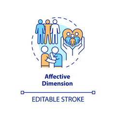 Sticker - Affective dimension concept icon. SEL activity. GCED socio emotional skills abstract idea thin line illustration. Isolated outline drawing. Editable stroke. Arial, Myriad Pro-Bold fonts used