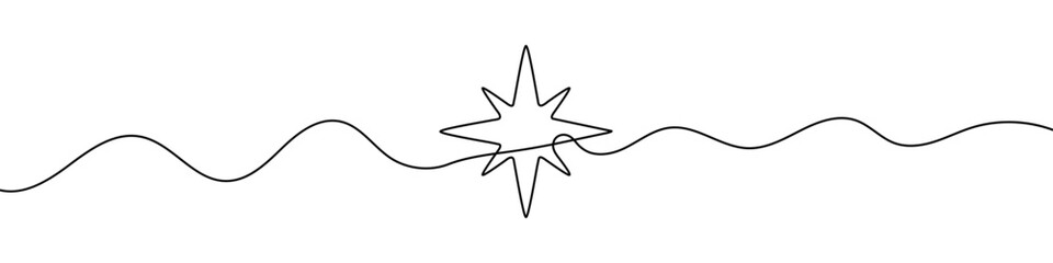 Wall Mural - star in continuous line drawing style. line art star icon. vector illustration. abstract background