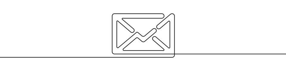 Wall Mural - message icon in continuous line drawing style. line art of envelope symbol. vector illustration. abs