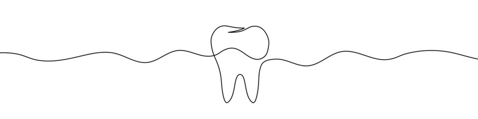 Wall Mural - tooth icon in continuous line drawing style. line art of tooth icon. vector illustration. abstract b