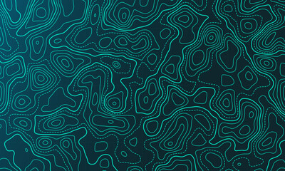 ocean topographic line map with curvy wave isolines vector illustration. sea depth topographic lands