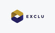 Logo vector hexagonal blue gold color minimalist concept technology secure design