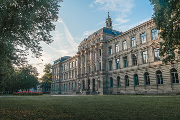 monumental historic palace in the garden in morning light 