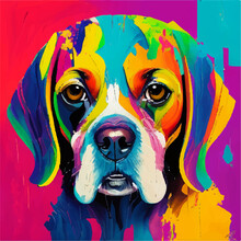 Beagle Dog Illustration Painted In Vintage Art
