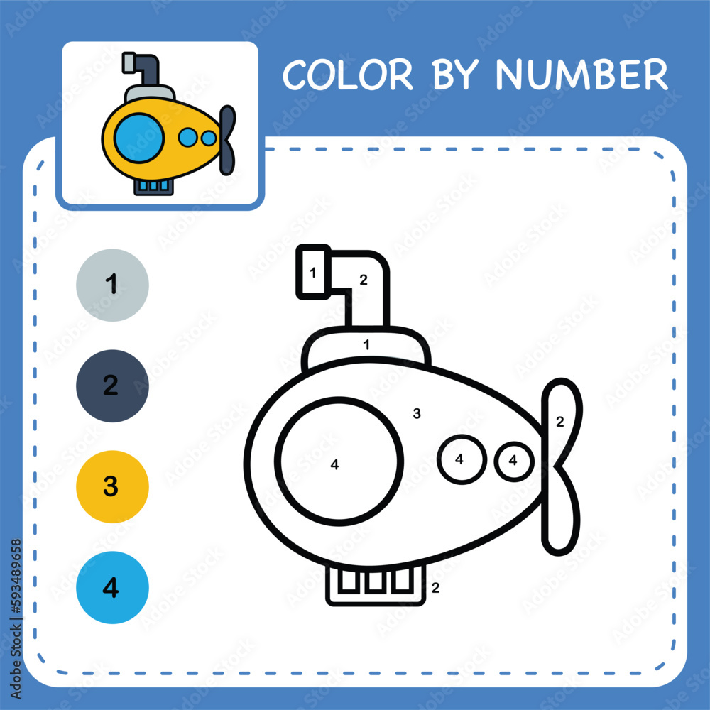 Color by number worksheet for kids learning numbers by coloring Stock ...