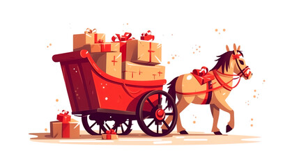  Christmas illustration with gift boxes, generative AI.