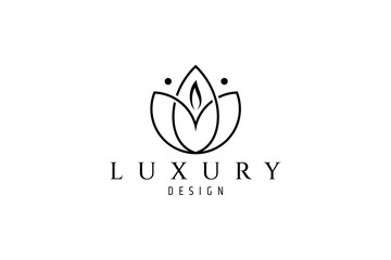 Wall Mural - lotus flower logo with candle flame combination in linear design style