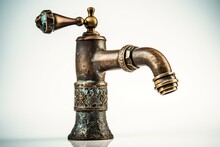 Old Water Tap Isolated On White. Generative AI