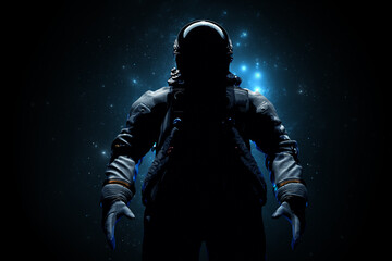 Wall Mural - astronaut cosmonaut discovery of new worlds of galaxies panorama, fantasy portal to far universe. as