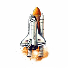 Cartoon Rocket Space Ship Take Off, Isolated Vector Illustration. Spaceship Icon Logo. Generative Ai.