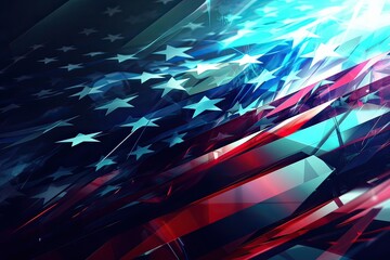 Wall Mural - Independence day abstract background with elements of the American flag in dark blue colors