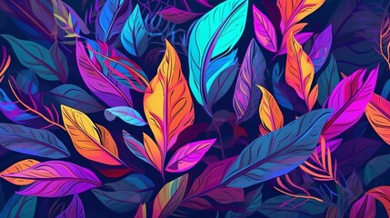 Purple Blue Leaves Background Generative AI