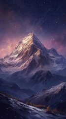 Wall Mural - Night landscape with colorful Milky Way at mountains. Starry sky with hills at summer. Beautiful Universe. Space background. Generative Ai.