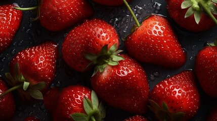 Wall Mural - Close up photo of strawberries, fresh and natural fruits. Generative ai