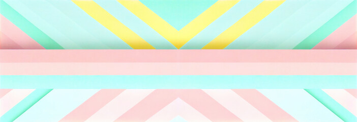 Aufkleber - Panoramic background, banner with diagonal stripes and pastel colors, geometric design, ai generation