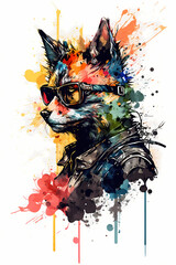  fantasy abstract badass portrait fox with a colorful, generative ai