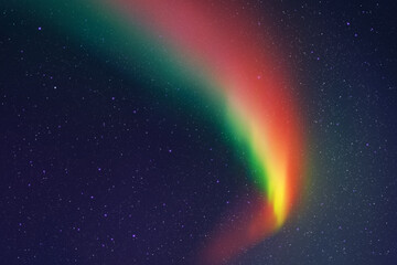 Sticker - night starry sky and northern lights. red green aurora borealis