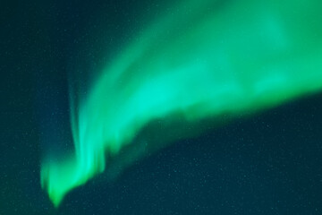 Sticker - night starry sky and northern lights. bright green aurora borealis