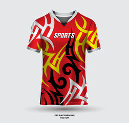 Wall Mural - Soccer jersey mockup design vector. Sports jersey and t-shirt design vector for racing, gaming jersey, football. Uniform front view