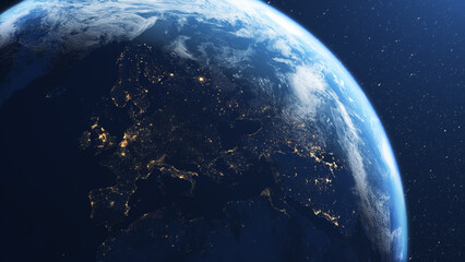Wall Mural - planet earth and europe seen from space