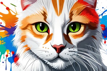 Splash painting cat, Cats lovers, Generative AI