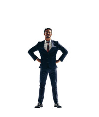 confident young businessman standing on a transparent background