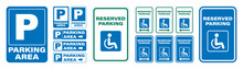Parking Area And Reserved Disabled Parking Sign Collection