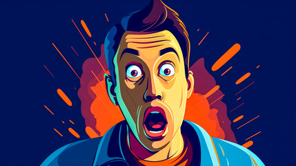 Frightened man, emotion of fear, generative AI.