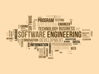 Wall Mural - word cloud background concept for software engineering. computer programming system, cloud technolog