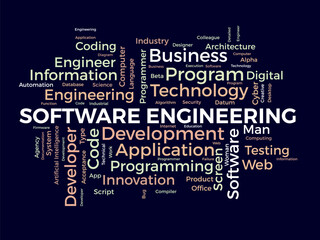 Wall Mural - word cloud background concept for software engineering. computer programming system, cloud technolog