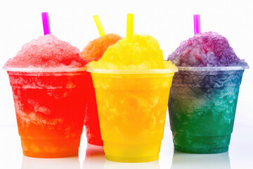 Colorful summer slushies isolated on white background. AI generative.