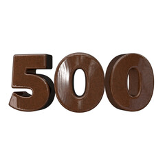 Number 500 3D render with wooden material