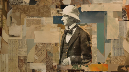 Wall Mural - Art contemporary collage. old fashioner