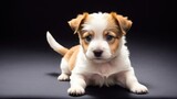 Fototapeta Konie - puppy dog on a gray background