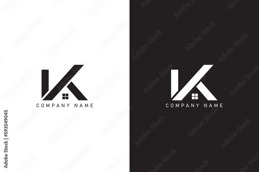 Letter K and home real estate logo design Stock Vector | Adobe Stock