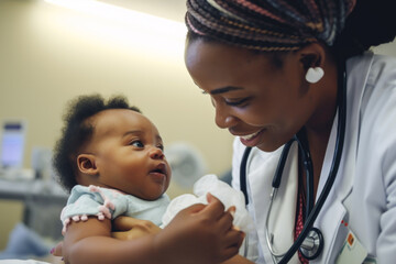 doctor examining baby, generative ai