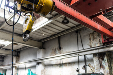 Old equipment, machines, tools in a rustic style in an abandoned mechanical factory