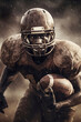© MiraCle72 - American football player holdng a ball, created with generative AI