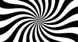 Fototapeta Perspektywa 3d - Optical art black and white spiral optical illusion background. vector illustration, monochrome