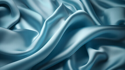 close-up of blue satin fabric, digital art. Generative Ai