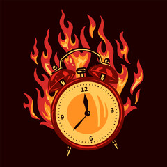 Canvas Print - Fire alarm clock emblem colorful