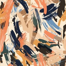 Organize Of Theoretical Paint Brush Strokes Highlighting Disorienting Wrapped Up Brushstroke Painted Stains, Stripes, And Smears . Seamless Pattern, AI Generated