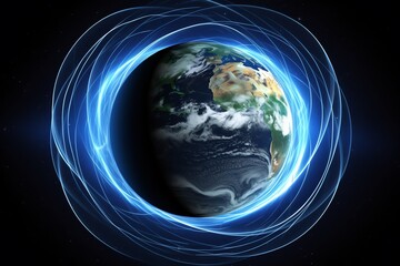 Wall Mural - earths magnetic field in outer space. generative ai