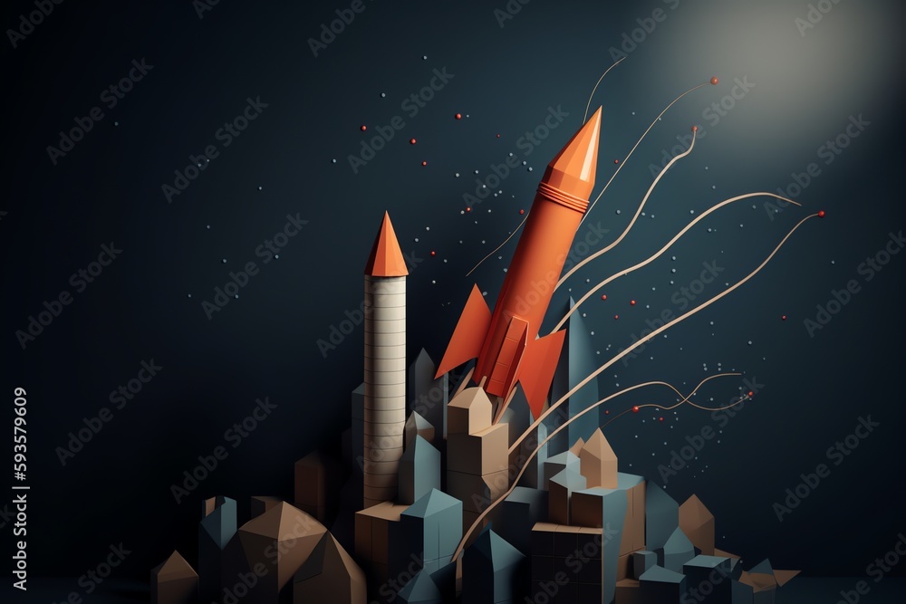 Growth concept with chart and flying rocket. Generative AI Stock ...